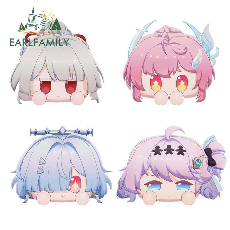 EARLFAMILY Hiyuki Kawaii Peeker Car Sticker Motorcycle Helmet Windows Scratch-Proof Decal Fashionable Air Conditioner Car Label