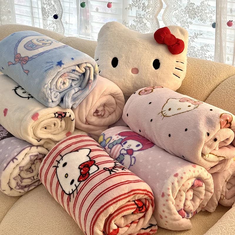 150x200 Sanrio Hello Kitty Peluche Coperta Lenzuolo Per Bambini Per Adulti Morbido Cartone Animato Aria Condizionata Pisolino Copertura Biancheria Da Letto Getta Soffice Trapunta