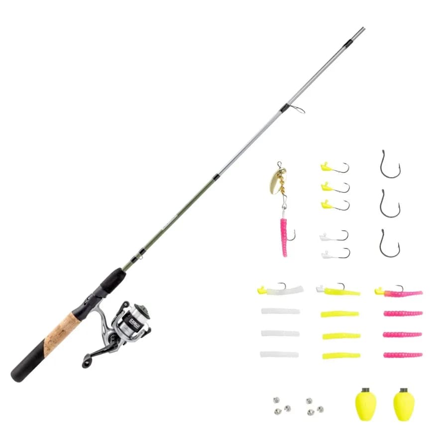 Kit Completo per Pesca alla Trota in Acqua Dolce, Canna Leggera da 6 Piedi con Mulinello Taglia 10, Set Completo da 30 Pezzi