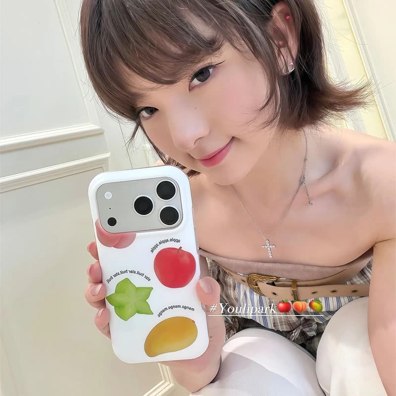 Custodia per telefono in silicone antiurto con illustrazione di lettere a tema frutta coreana per iPhone 17 Air 16 Pro Max 15 14 Plus 13 Pro