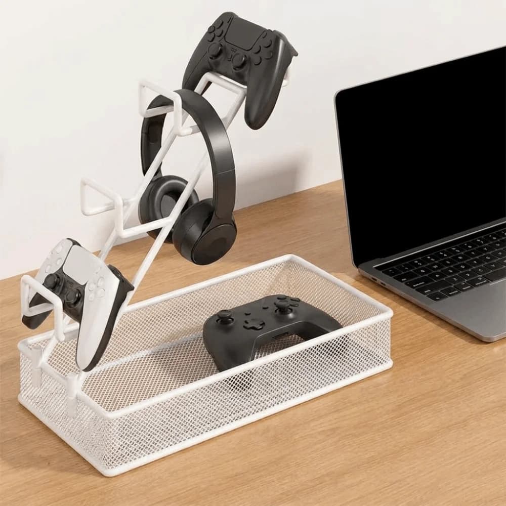 Iron Game Controller Holder Large Capacity Multi-Tier Headphone Hanger Space Saving Game Controller Display Stand Desktop
