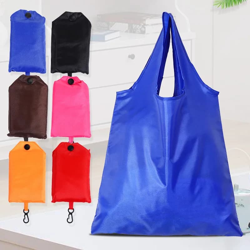 Portable Reusable Shopping Bag Solid Color Shopping Bag Oxford Waterproof Folding Shoulder Bag Ripstop For Supermarket