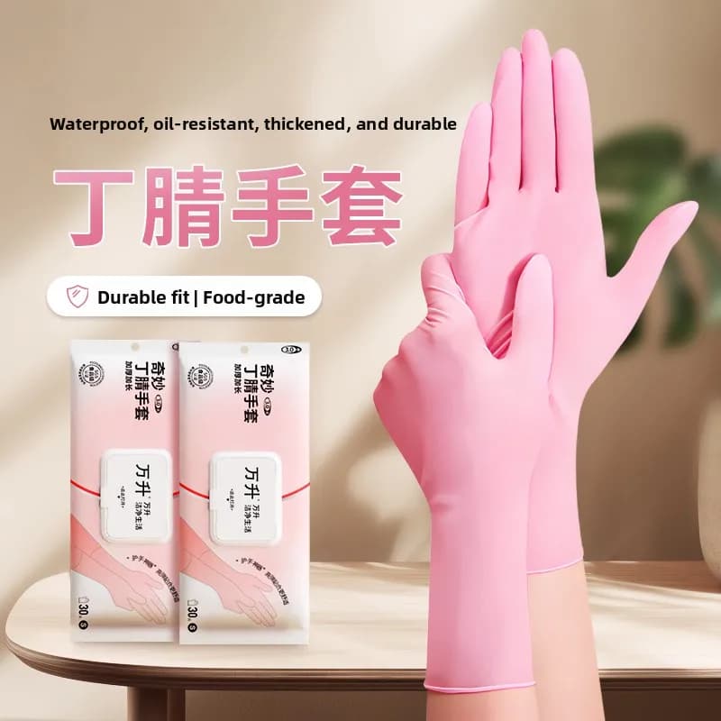 Guanti in Nitrile Lunghi e Spessi, Impermeabili e Resistenti all'Olio, per Pulizie Domestiche e Lavori in Cucina, Guanti Durevoli in Gomma e Lattice per Lavaggio