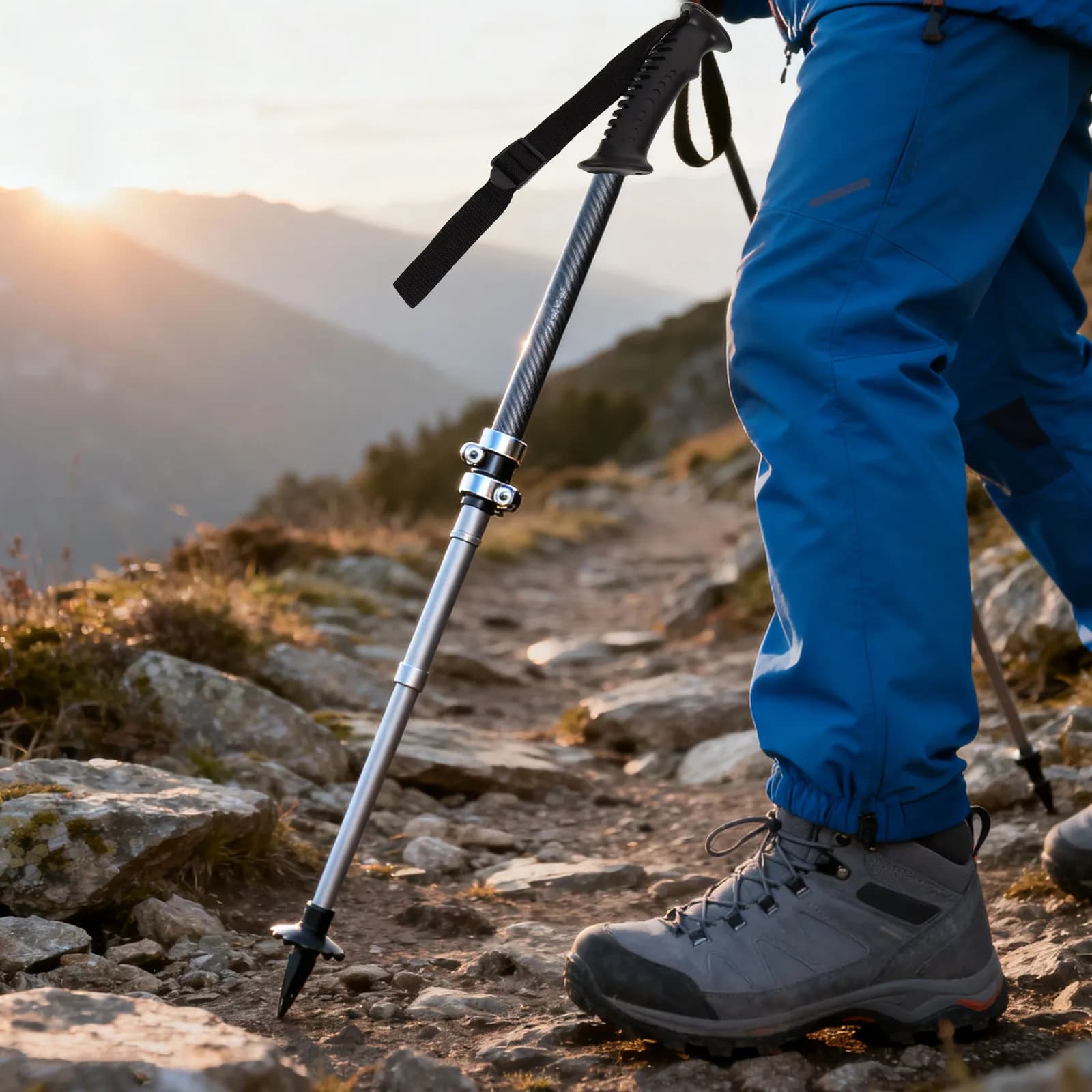 4 Pezzi Impugnature di Ricambio per Bastoncini da Trekking, Bassa Manutenzione, 20mm, Nere, con Cinturino Ergonomico da Polso per Bastoni da Escursionismo e Alpinismo