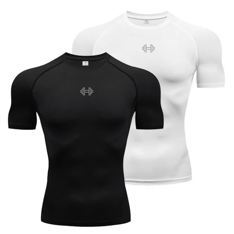 Camicia a compressione da uomo Estate Abbigliamento sportivo ad asciugatura rapida T-shirt da corsa Top sportivi elastici T-shirt da allenamento per palestra atletica da uomo
