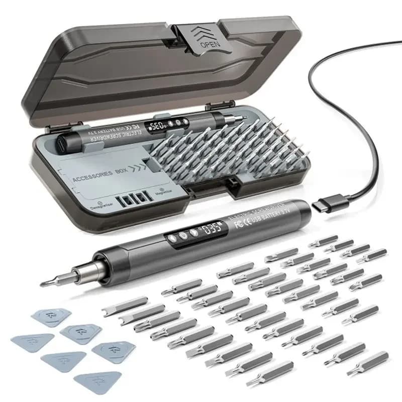 Set di cacciaviti elettrici 38 in 1, kit di utensili di precisione, ricaricabile, senza fili, mini punte piccole, per riparazione di cellulari e computer, CRV