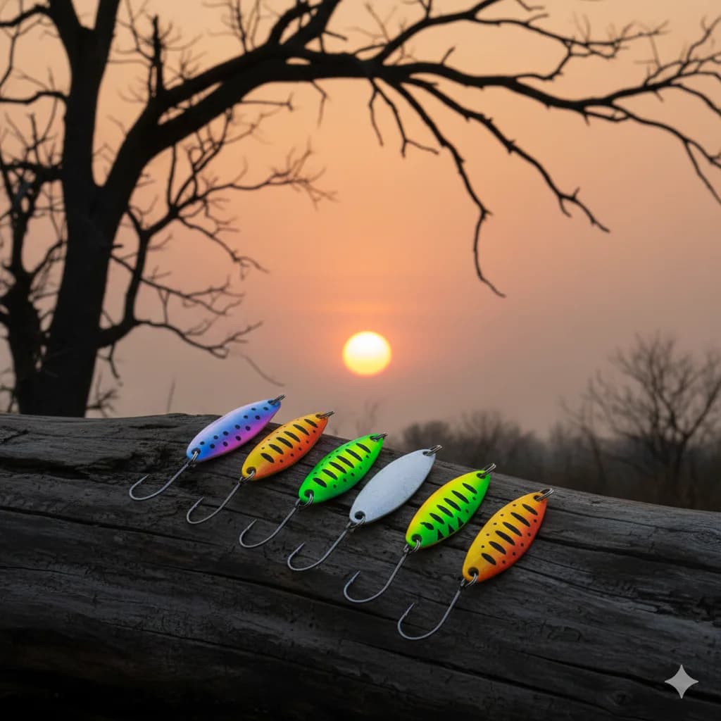 Set of 5 3.6 cm and 2.7 g Artificial Metal baits, Ultralight Rotating baits for Trout, Spigola, Luccio, Persico and Panfish