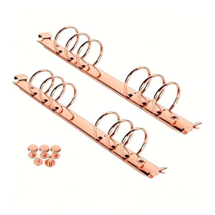 2 Pack 6 Ring Binder Mechanism, 30mm Metal Loose Leaf Binder Rings with Screws, DIY Book Binding Kit for Scrapbook, Planner, No