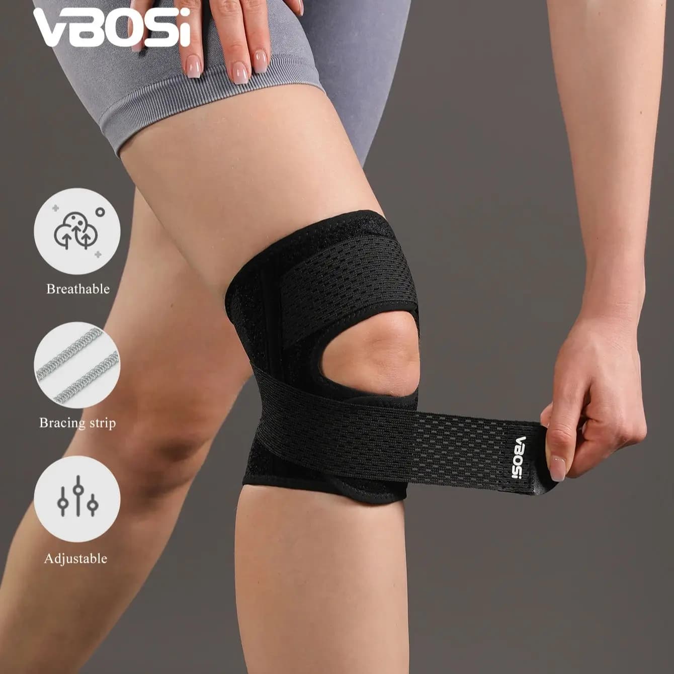SUPPORTO JINGBA 1 pezzo donna uomo supporto per ginocchio leggero elastico traspirante regolabile con stazioni primaverili per la corsa di basket