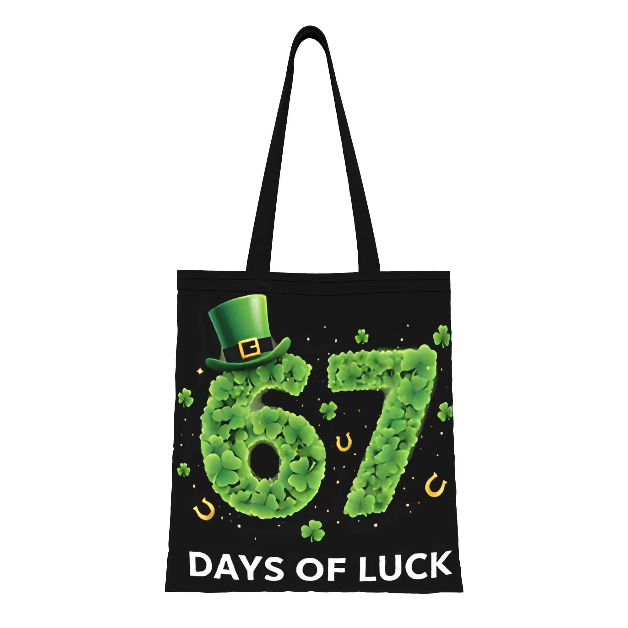 Tote bag in Tela with 67 Meme Shamrocks for San Patrizio, Design Resistant and Handwashable