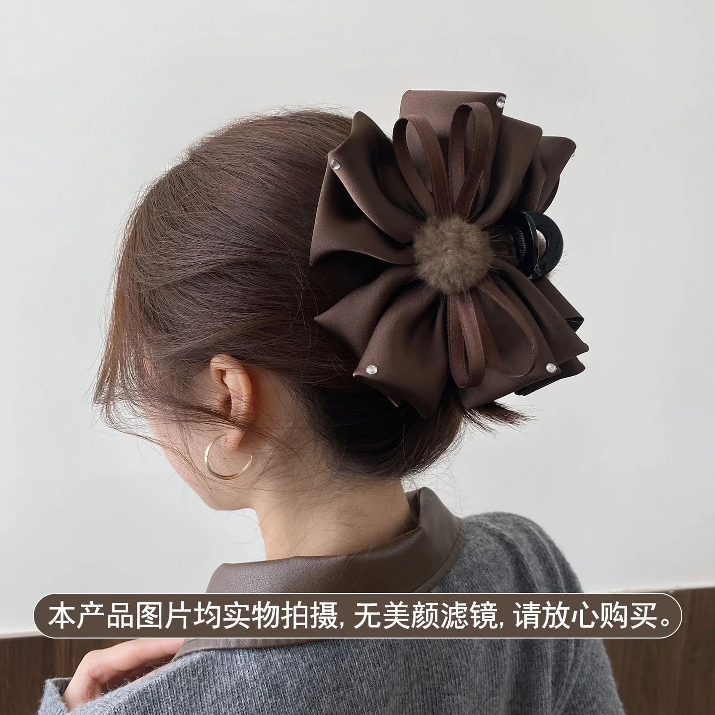【1 pz】 Fermaglio per capelli a forma di granchio con fiocco in peluche, accessori di lusso per capelli da donna, forcine e ganci per capelli