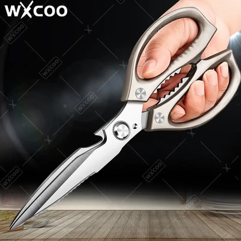 Forbici da Cucina Extra Lunghe WXCOO, Forbici Multifunzionali in Acciaio Inox per Carne, Ossa e Alimenti, Utensili per Barbecue e Cucina