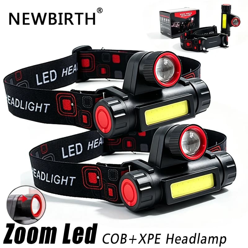 Torcia Frontale LED Portatile Mini Potente XPE+COB Ricaricabile USB, Impermeabile, per Caccia, con Design Magnetico Laterale
