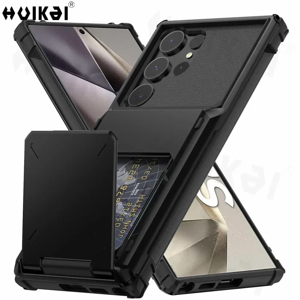 Custodia porta carte per Samsung Galaxy S25 Ultra S23 S23 S22 Nota 20 10 S10 Plus Portafoglio resistente Custodia protettiva con slot a vibrazione nascosta
