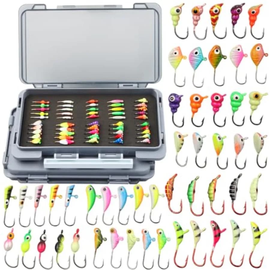Kit di Esche e Accessori per la Pesca: Set di Ganci Jig per Crappie, Attrezzatura per Walleye e Panfish, Scatola Porta Attrezzi, Regalo per Uomini