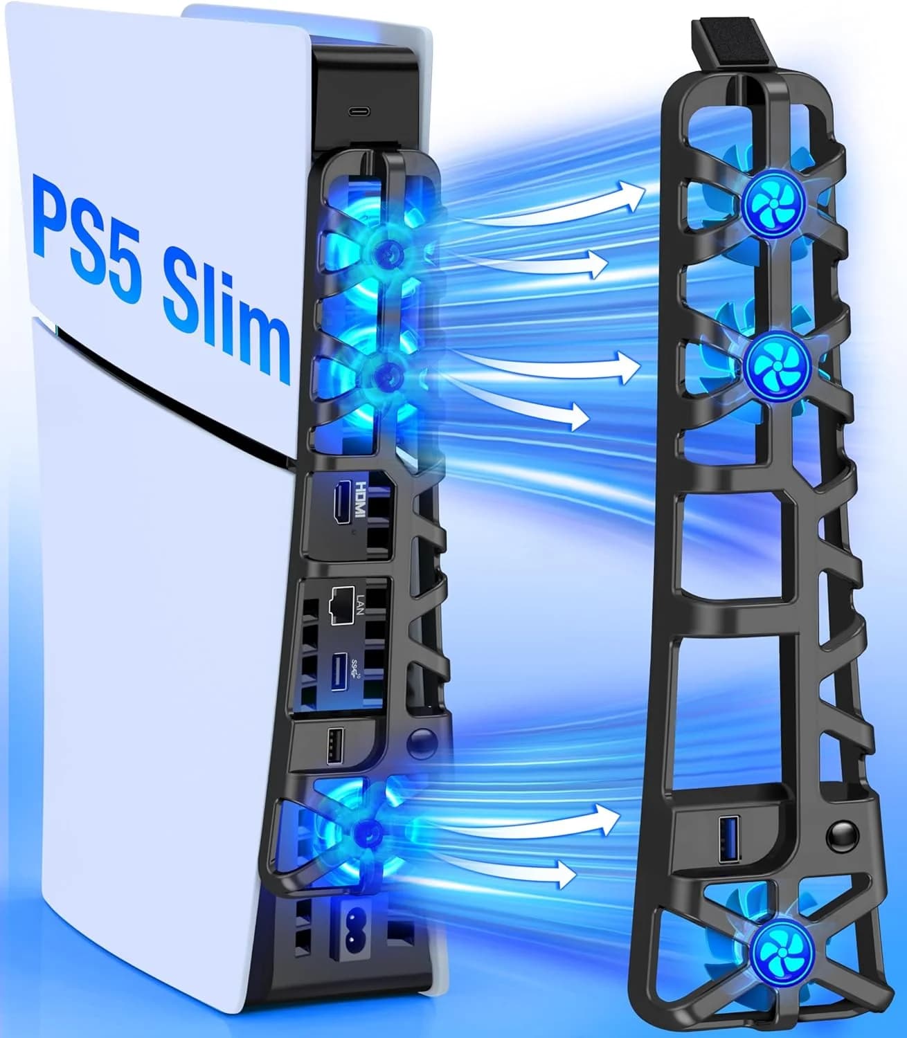 Ventola di raffreddamento esterna per PlayStation 5 Console di gioco sottile sistema di raffreddamento efficiente porta USB ventola silenziosa per accessori PS5 Slim