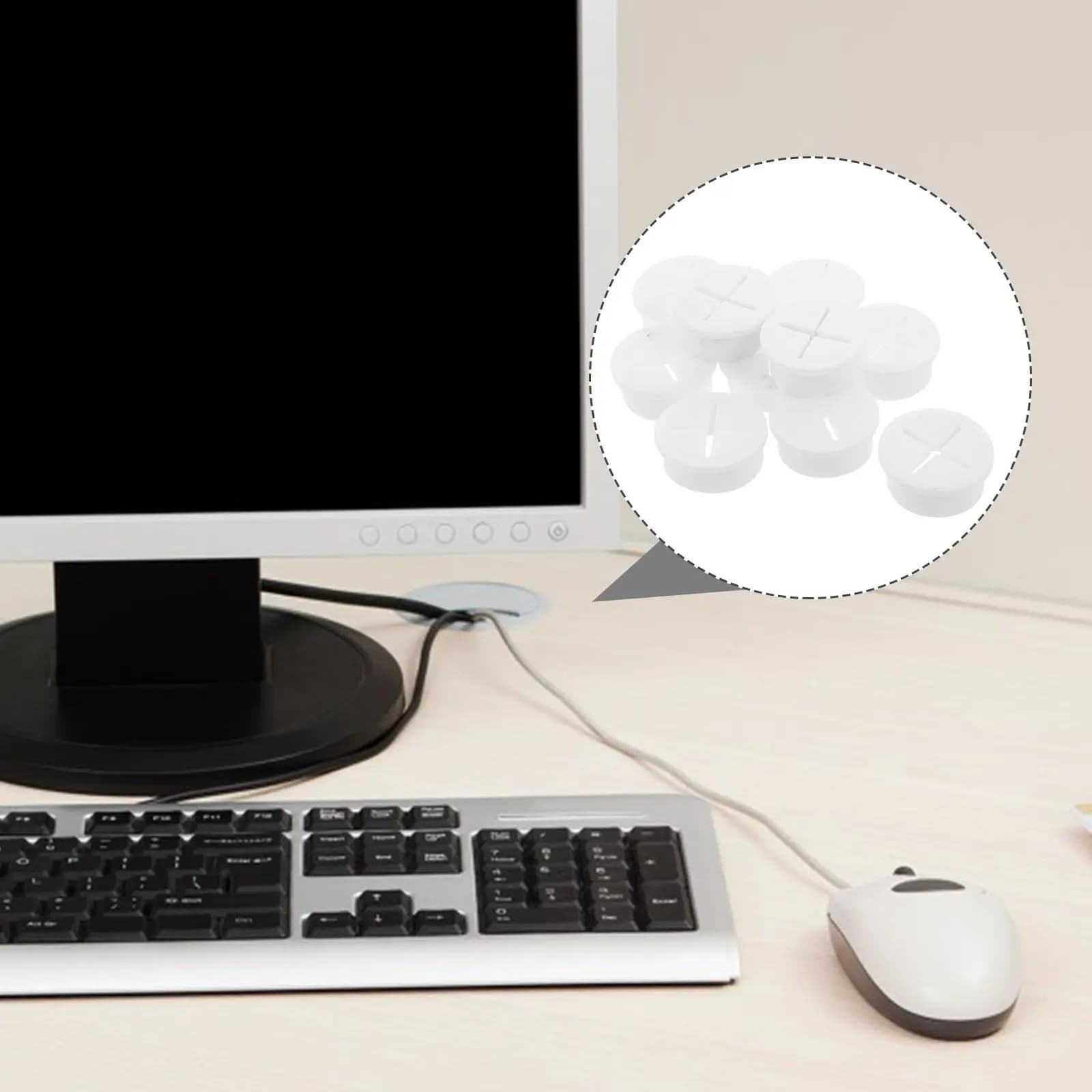 10 Pezzi Passacavi Rotondi in Plastica per Scrivania, Organizzatore Flessibile per Cavi, Tappi per Fori, Passacavi da Parete