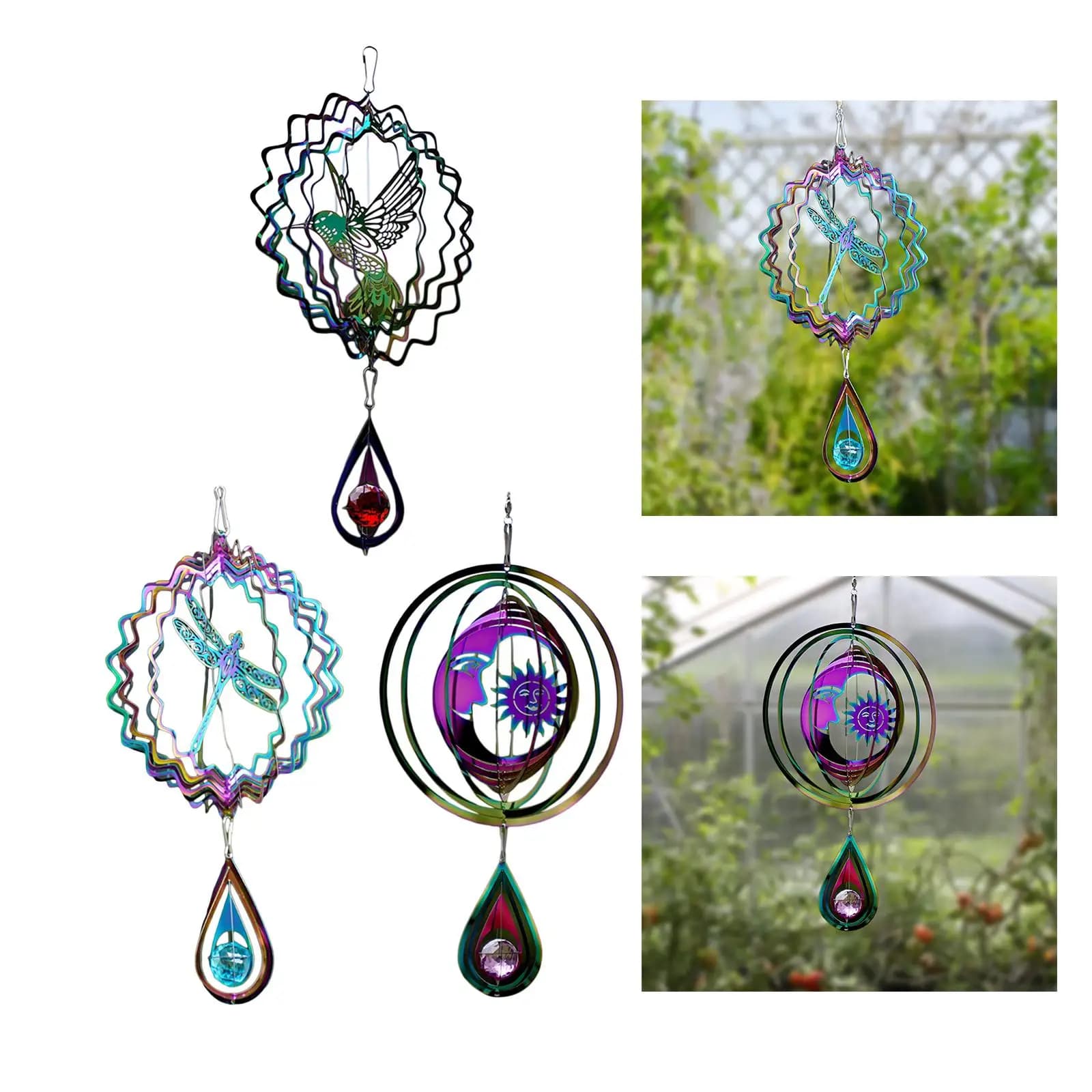 Wind Spinner Garden Decor Windmill Rotating Pendant Windchime Hanging Wind Sculpture Wind Chime for Outside Home Yard Patio Farm