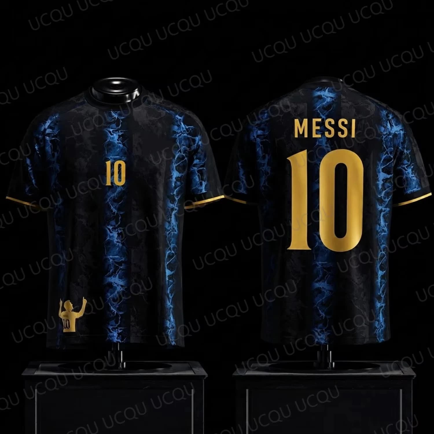 2026 New La Pulga Messi 10 Legend Black Gold Soccer Jersey Men's Football Shirt Premium Graphic Fan Tee