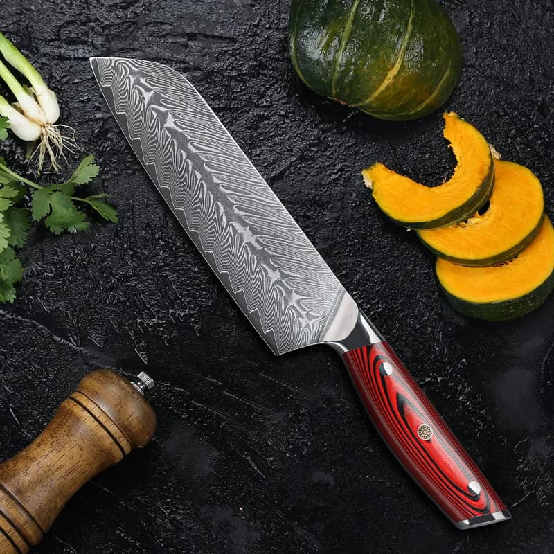 7 Inch Santoku knife 67 layers Damascus VG10 Stainless steel blade Sashimi chef mannaia Slice sushi Japanese kitchen knives G10
