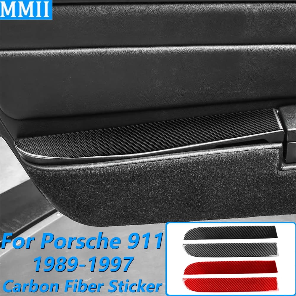 For Porsche 911 964 993 1989-1998 Carbon Fiber Inner Door Armrest Handrail Panel Cover Trim Car Accessories Decoration Sticker