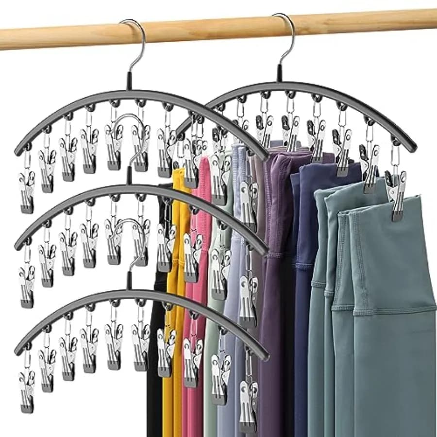 Organizzatore per leggings da armadio, appendiabiti in metallo per pantaloni yoga con 0 clip, contiene 0 leggings, organizer salvaspazio da appendere in armadio con gomma