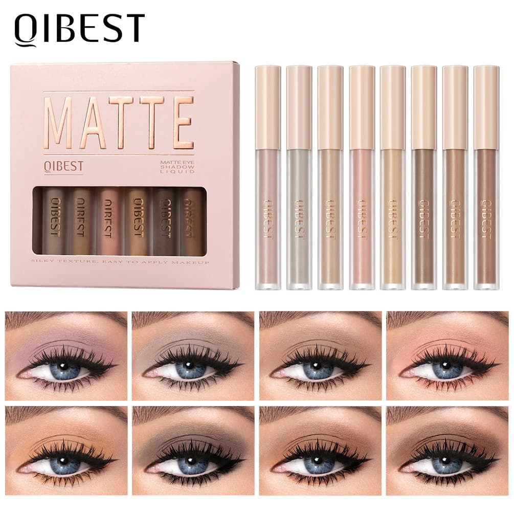 QIBEST Ombretto liquido Crema Trucco occhi liscio Ombretto impermeabile a lunga durata Stick Blush Kit cosmetici per contorno a doppio scopo