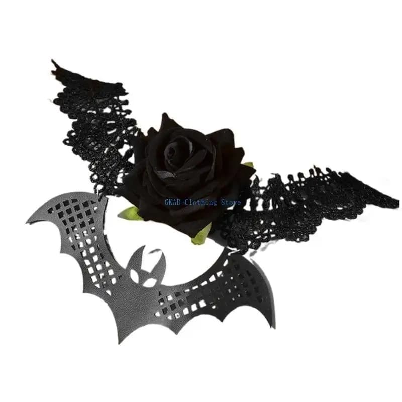 N0PE BAT Flower Short Short Choker Shalween Black Lace Clavicle Chain
