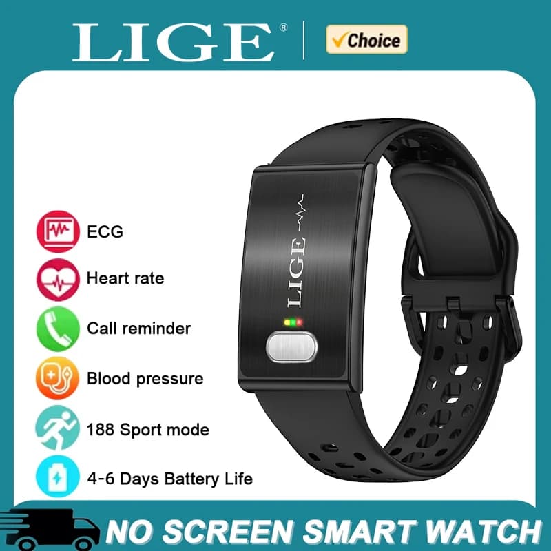 Braccialetto Smart ECG con Monitoraggio Frequenza Cardiaca e Pressione Sanguigna, Impermeabile, Lunga Durata della Batteria, Fitness 2026 Nuovo Smartwatch Senza Schermo, Braccialetto Sportivo
