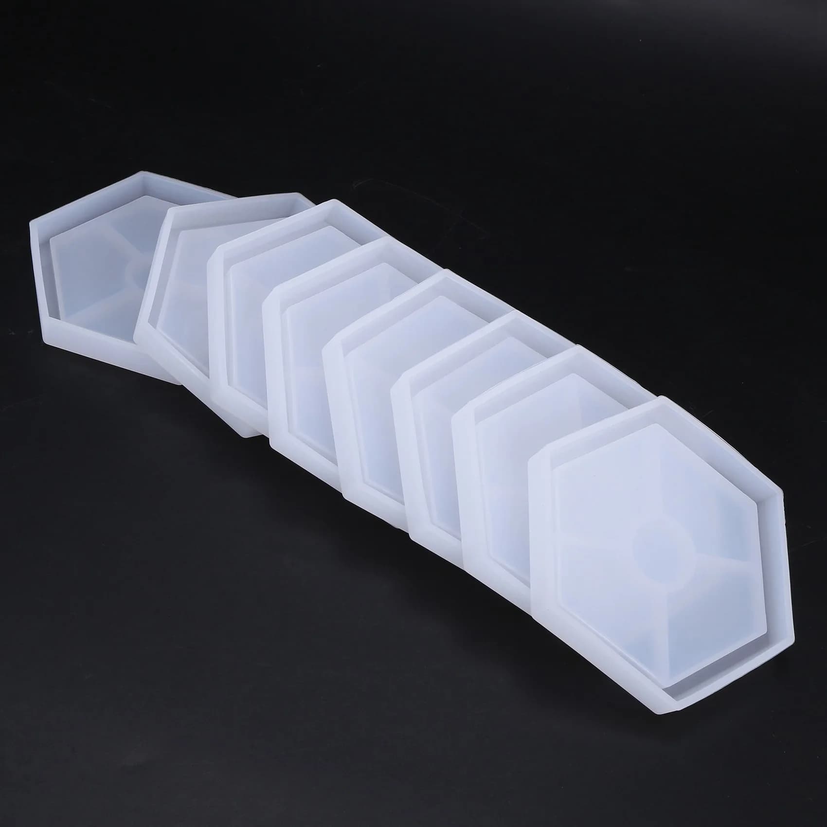 AS60-16 Pack Hexagon Silicone Coaster Molds Silicone Resin Mold, Epoxy Molds For Casting With Resin, Concrete, Cement