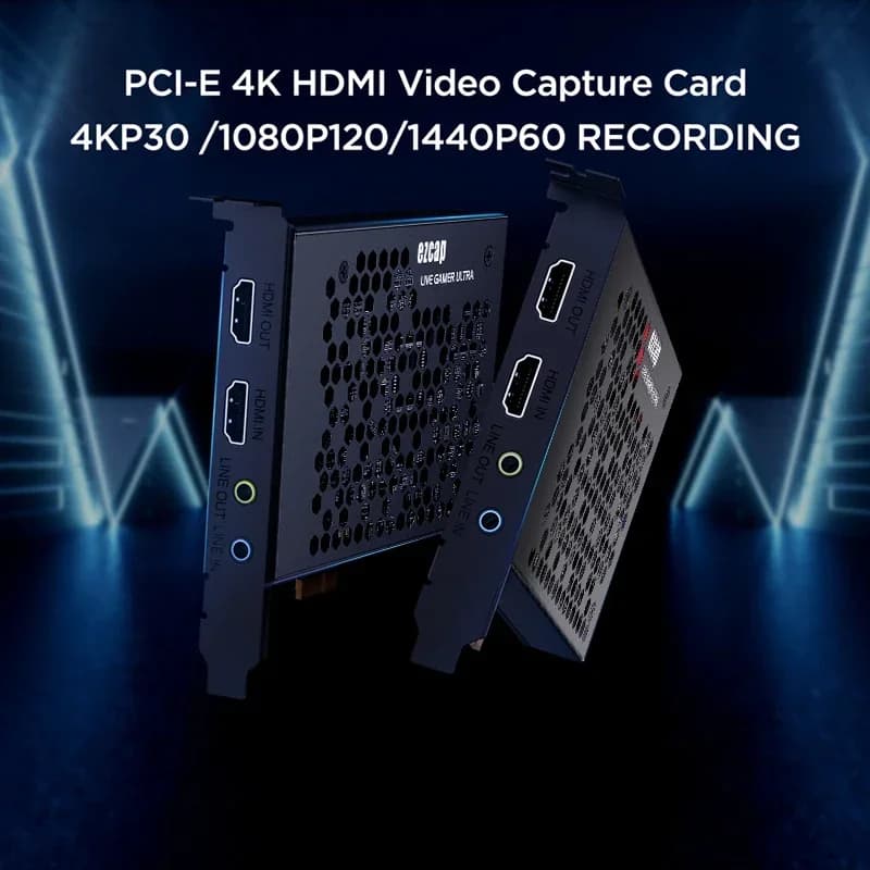 Scheda di acquisizione video PCIe per streaming live Ultra HD 4K 60Hz HDR con Loop Out, Registratore di gioco PCI-e 4K con ingresso microfono per PS3/4/5, Laptop, PC, Fotocamera