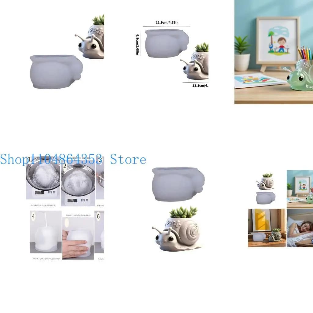 652F Snail Design Silicone Craft Mold For DIY Resin Jewelry Organiser Flower Plant Pots Making Home Decoration Projects