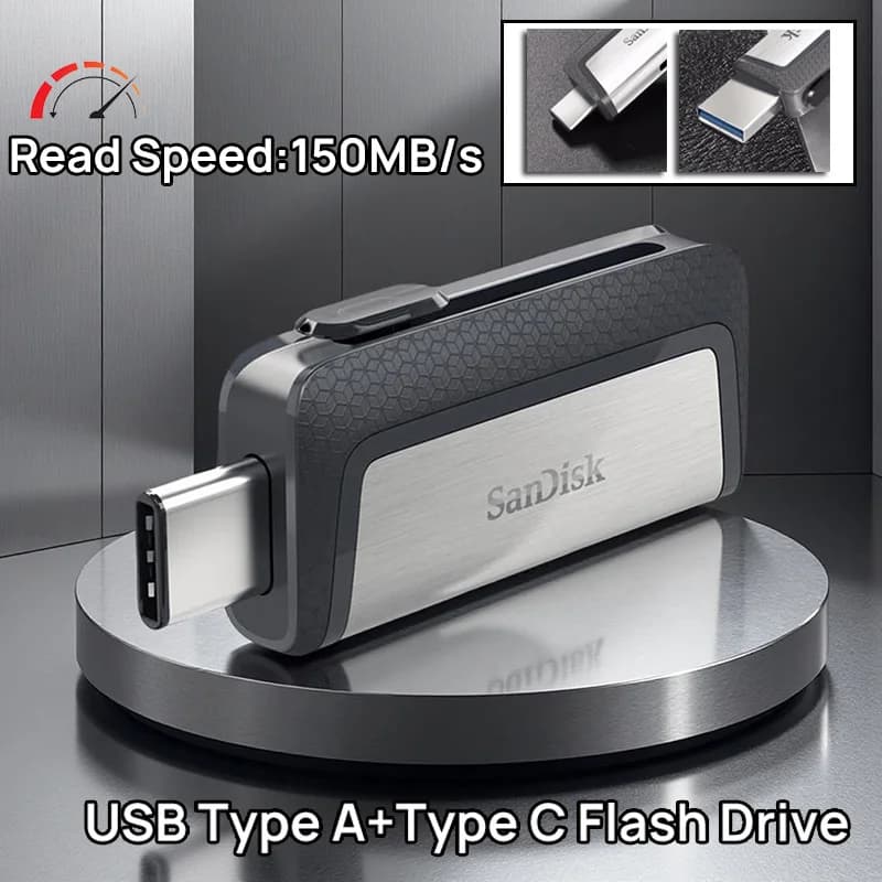 SanDisk Dual USB Tipo C e Tipo A Flash Drive SDDDC2 Pen Drive 64 GB 128 GB 256 GB Memory Stick per Smartphone Tablet Laptop PC