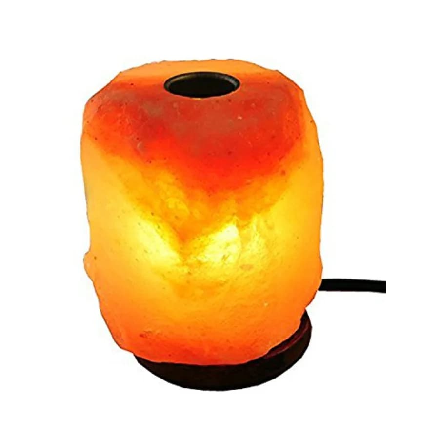 Lampada di sale aromaterapica media con vassoio per oli essenziali, in roccia dell'Himalaya intagliata a mano per decorazione da scrivania, 4-6 libbre