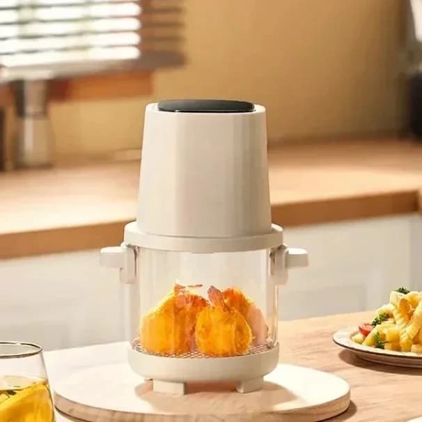 Per la visualizzazione della friggitrice ad aria portatile Friggitrice ad aria multifunzionale intelligente piccola mini da viaggio per la cucina di casa Vetro trasparente
