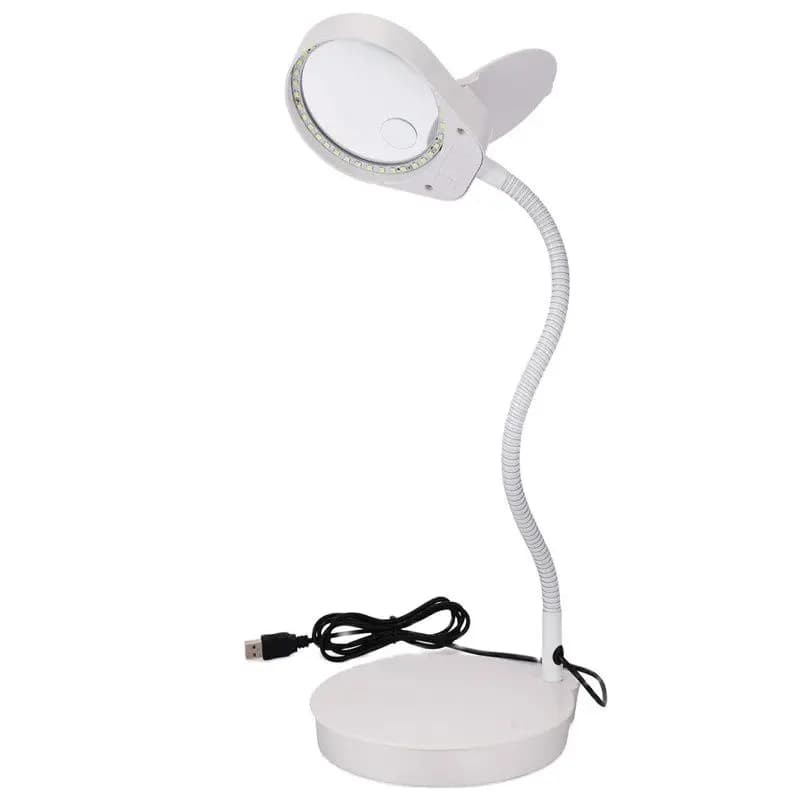 Flexible Table Lamp with 5x15x Magnifier Glass Dimmable Illuminated Magnifier LEDs Desk Light for Reading Welding