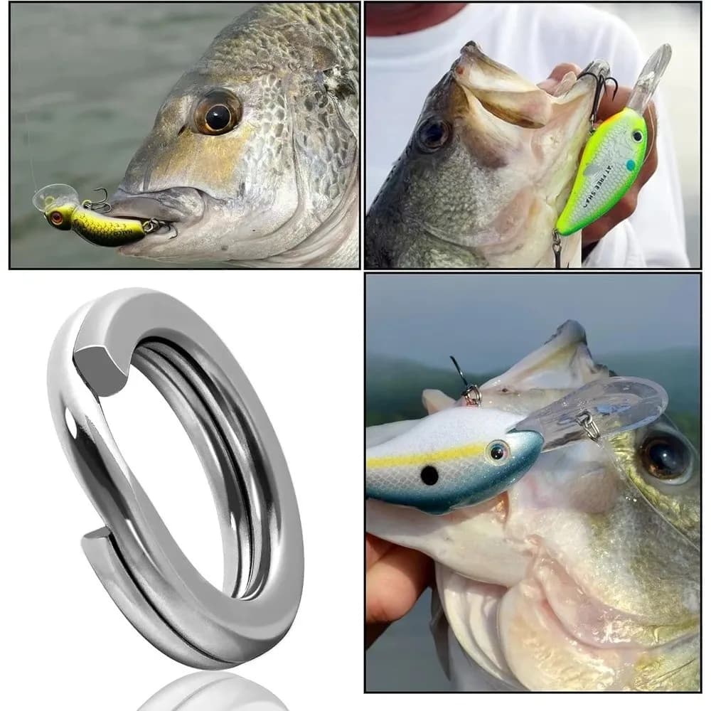 200/250PCS Stainless Steel Split Fishing Rings Large Tensile Strength 5 Size High Strength Fishing Esca Connector With Equipment Box