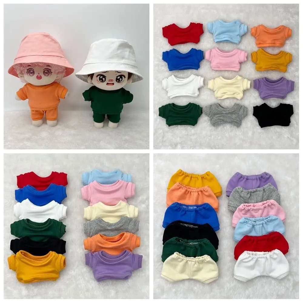 Pantaloni T-shirt per bambole da 20 cm Vestiti in tinta unita per giocattoli di peluche in cotone Accessori Pantaloncini per bambole idol