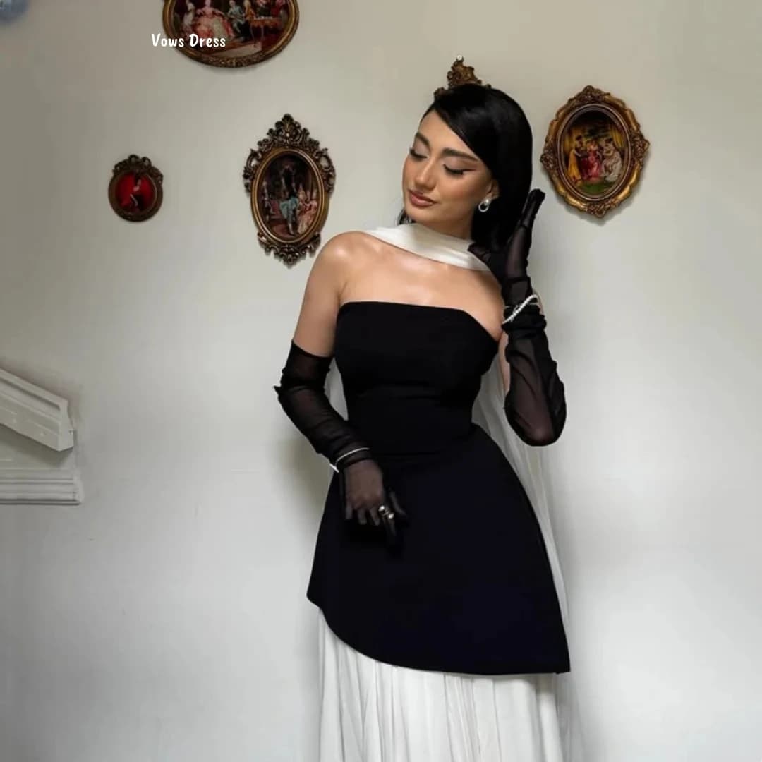 Vows Abiti da ballo in bianco e nero Abiti da sera su misura per occasioni speciali Abiti da festa di lusso Donna 2025 Chiffon