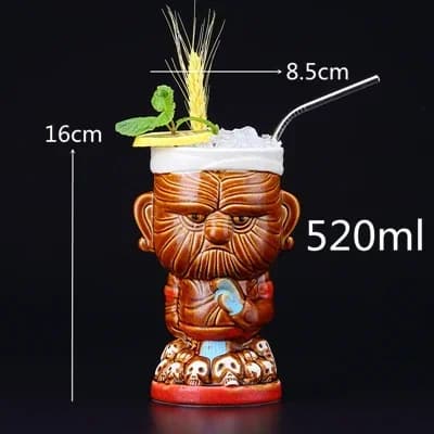 NUOVO Set di Tazze Tiki Hawaii da 660ml, Bicchieri per Cocktail, Birra e Vino in Ceramica