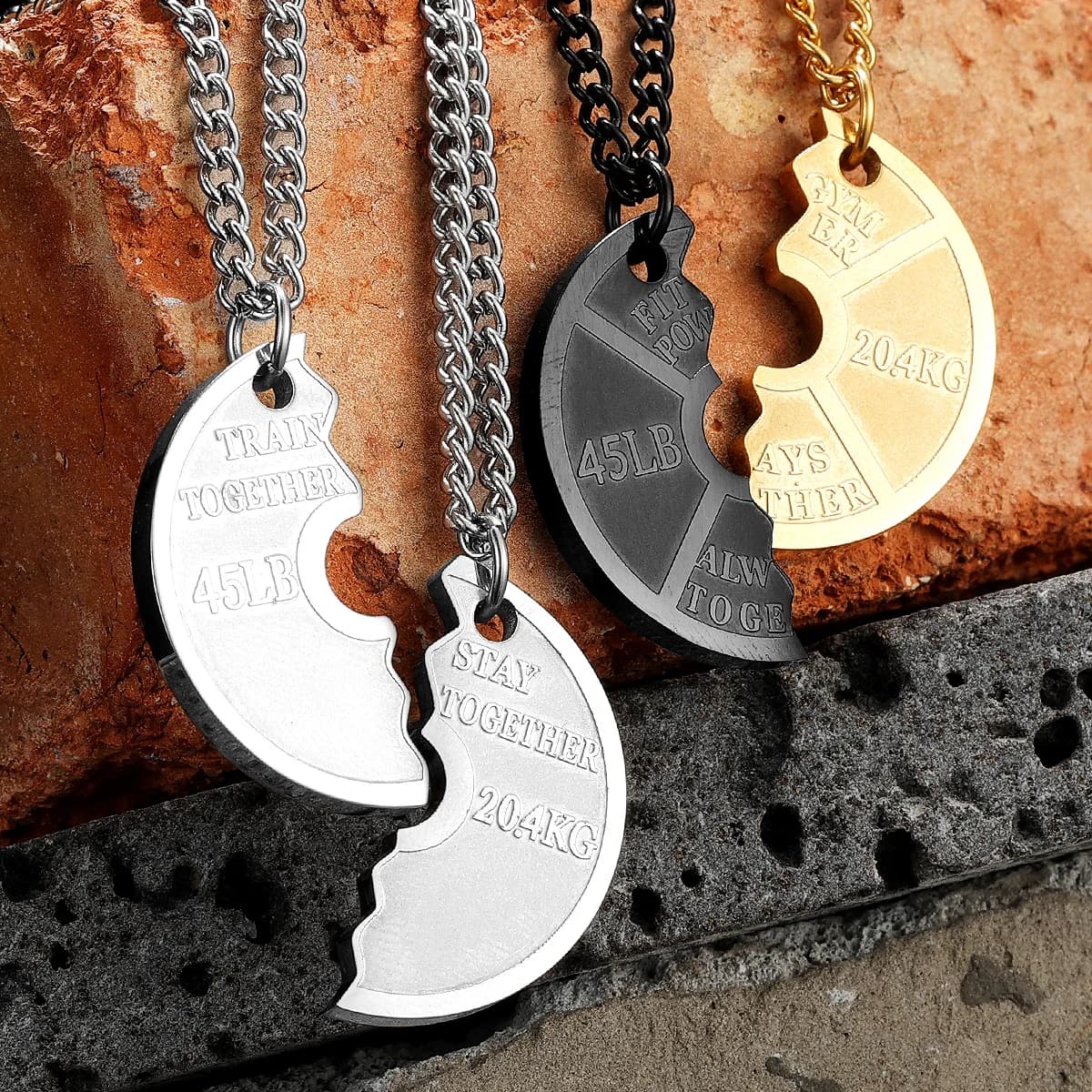 Handlebar Fitness gym man necklace with stainless steel jewelry pendant for women couple Punk accessories HipHop gifts wholesale