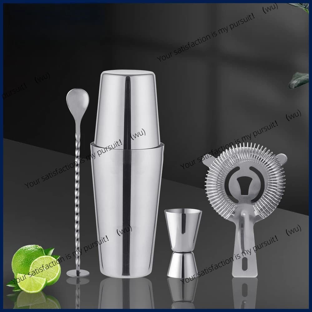 Stainless steel bartender four-piece set 750ml snow pot milk tea shaker cocktail bar bartending tool