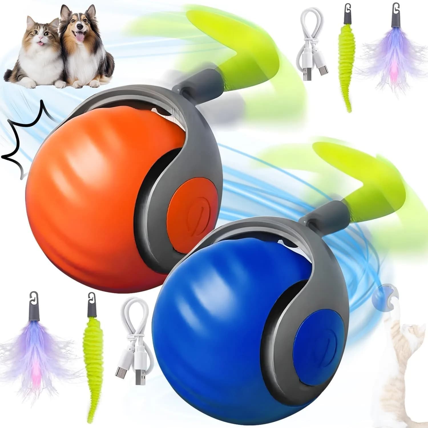 Intelligent Home Animal Electric Ball with Coda Finta, USB Charger, Electric Toy for Entertainment and Training
