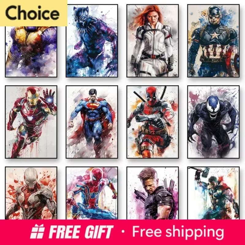 Painting By Numbers Hand Marvel Super Heroes Adult Kit Spiderman Iron Man DIY Acrylic Paint Artwork Gift Home Decorate