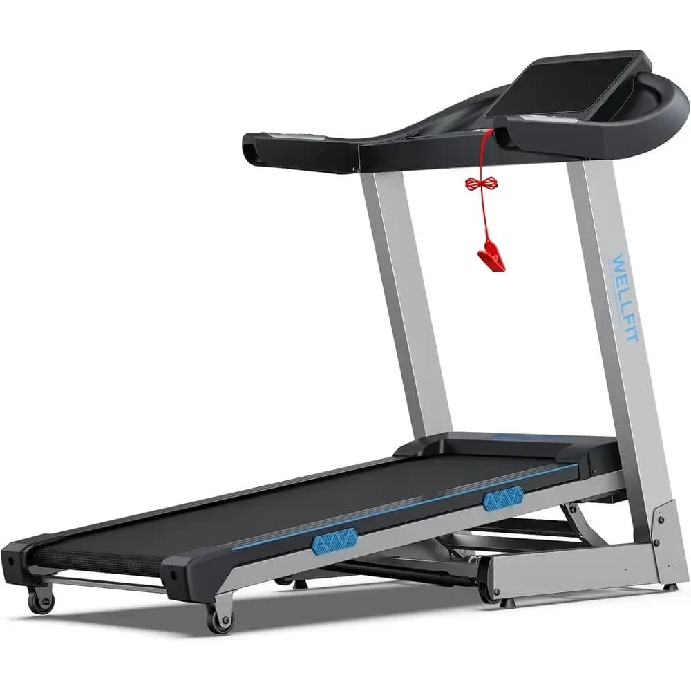 15% Auto Incline 4.0HP Folding Treadmill, 400LBS Capacity, 1.0-8.7MPH Speed, 18x43 Running Belt, 45dB Quiet Cardio Trainer, 95%