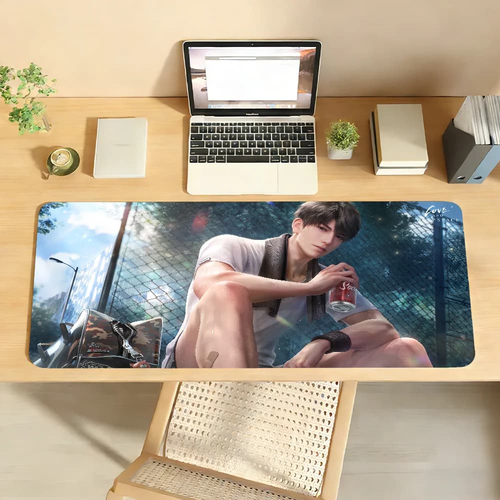 Love And Deepspace Caleb Xia Yizhou Tappetino per mouse Antiscivolo con bordo bloccabile Accessori per PC e laptop Tastiera in gomma Tappetino da gioco XXL