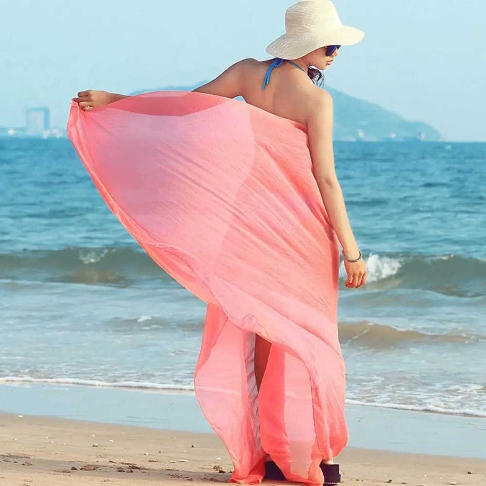 Beach Scarf Copricostume Bikini Solid Color Style Bohemien Sunflower Scarf Woman Copricostume Korean Style Scarf Large Summer