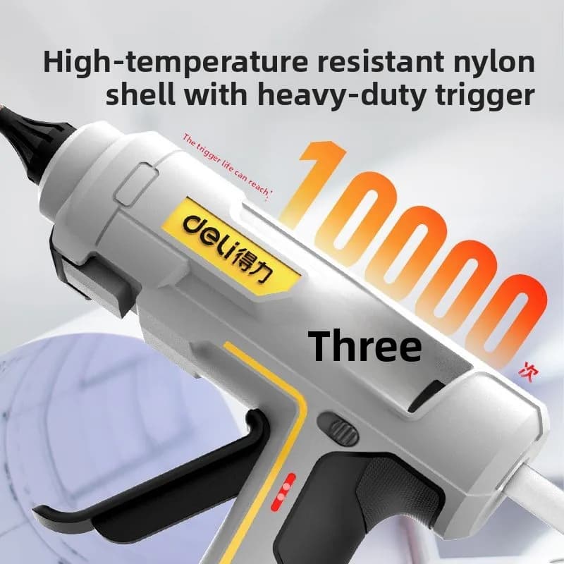 Pistola per colla a caldo professionale Deli con stick di colla, mini pistola per silicone ad alta potenza 40/50W, strumento fai-da-te per la riparazione di plastica.