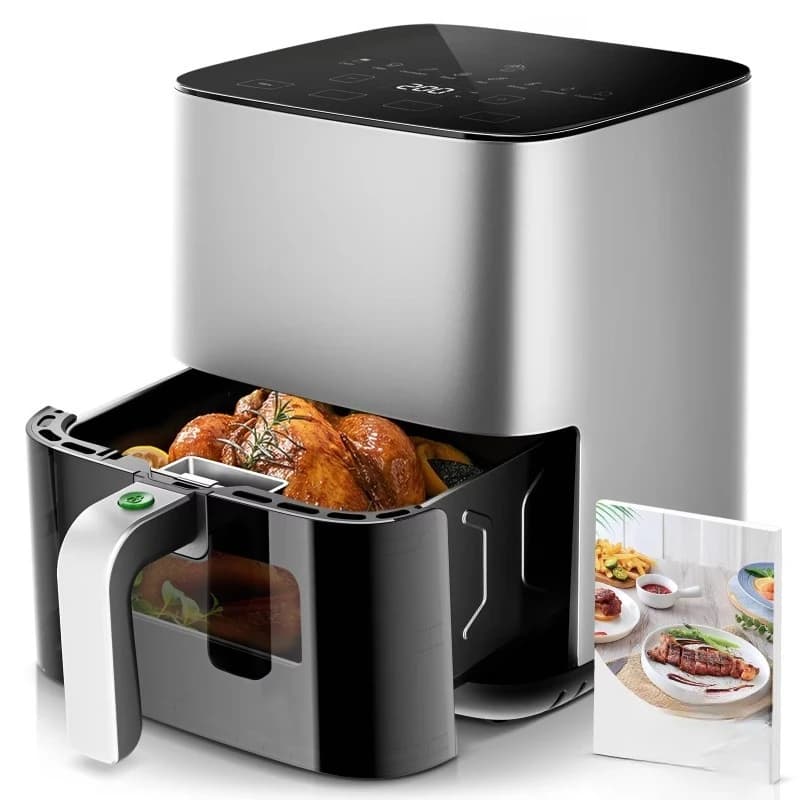 5 liters air fryer with touchscreen, 1450 watts, and safety lock for children, a compact kitchen appliance very sold.