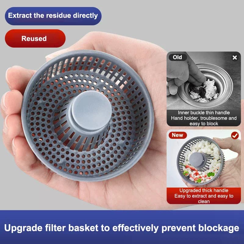 Filtro per Lavello in Acciaio Inox con Coperchio, Cestello di Scarico per Lavello, Filtro a Rete in Acciaio Inox per Rifiuti